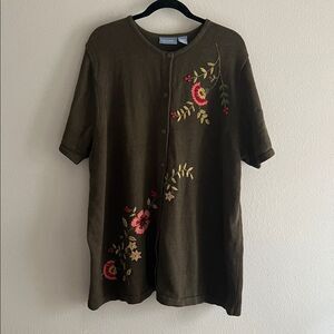 Vintage Liz & Me Cotton Embroidered Sweater Top